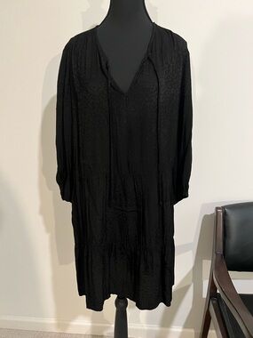 Liza dress from Nation LTD - split neck and leopard animal print texture